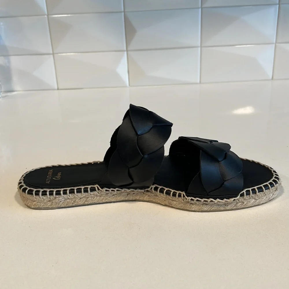 Altuzarra Black Braided Slide Sandals